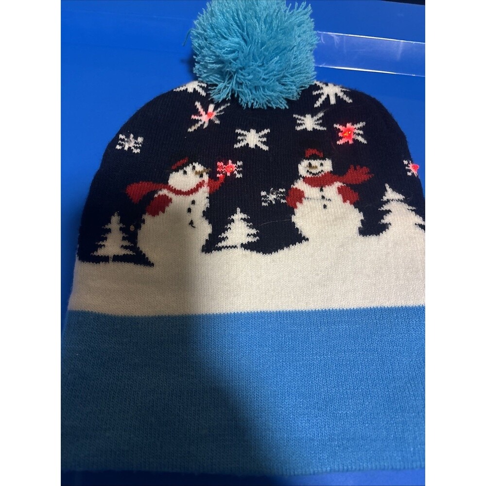 Let It Snow Led Light Up One Size Beanie Cap with Pom Pom Tested